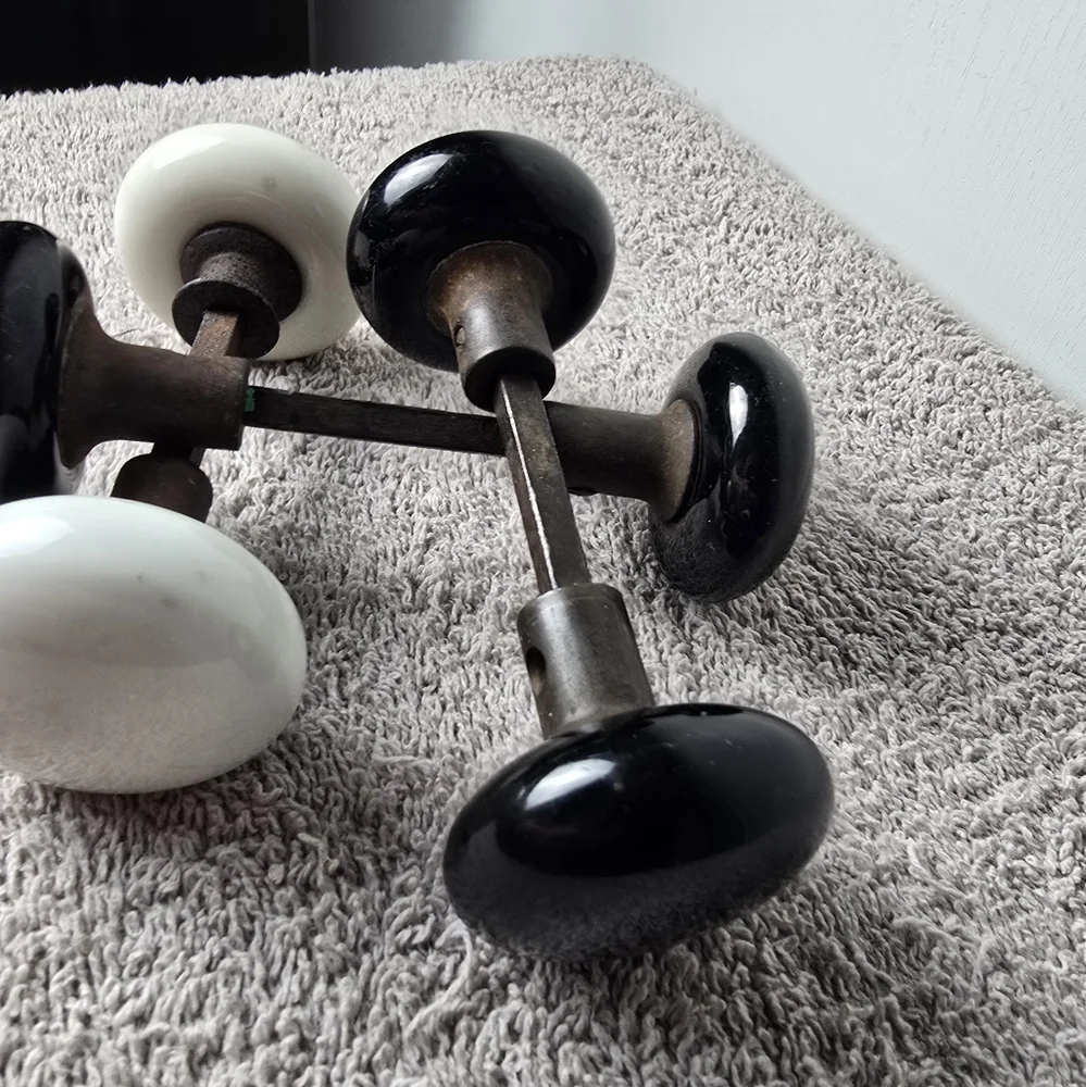 Vintage Black and White Door Knob Set